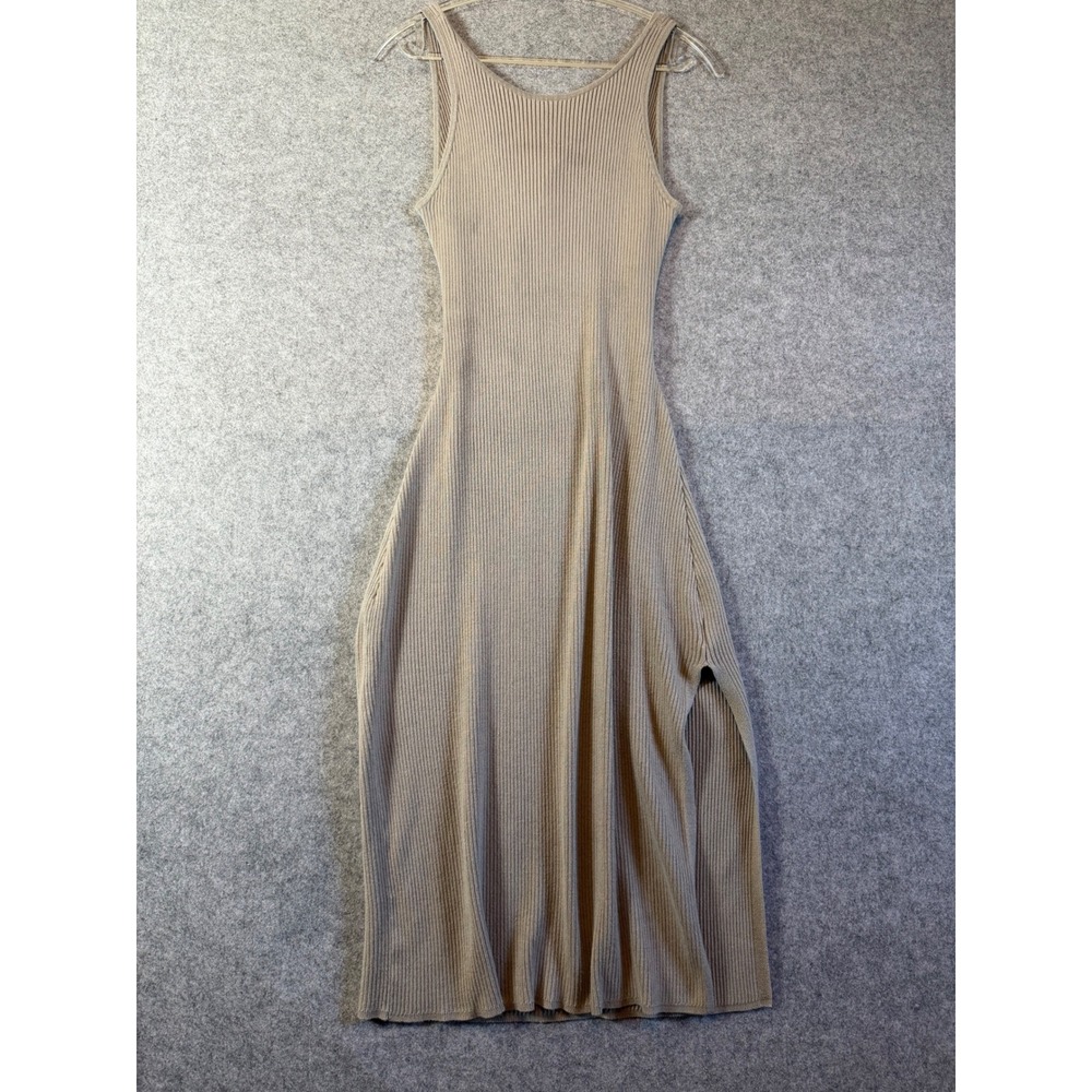 Freshman 1996 Ribbed Knit Midi Dress Womens Large Gray Excellent Twist Back